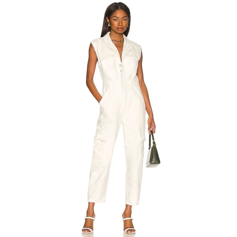 Citizen of Humanity Rhea Sleeveless Utility Jumpsuit in Creama size 0 Revolve